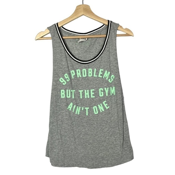 Pink by Victoria's Secret Gray 99 Problems Graphic Tank Top S - Picture 1 of 3